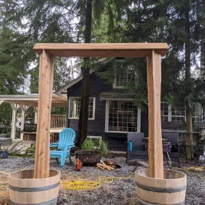 nanaimo outdoor wood archway yard design