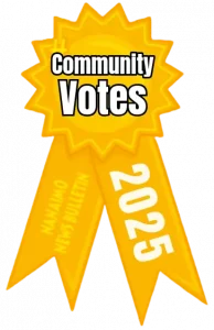 gold award community vote badge from Nanaimo News Bulletin for best tree service company in Nanaimo